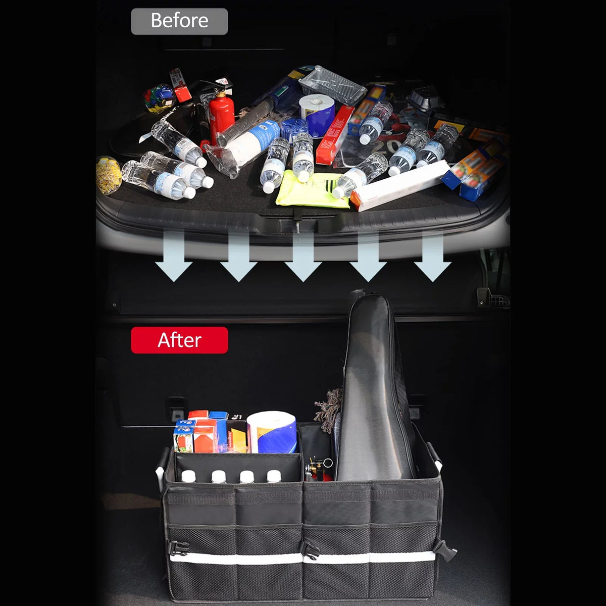 Reflective with 28L Automotive Cloth Trunk Organizer, Box Capacity, Organizer Andoer Folding Strip, Cargo Storage Oxford Car