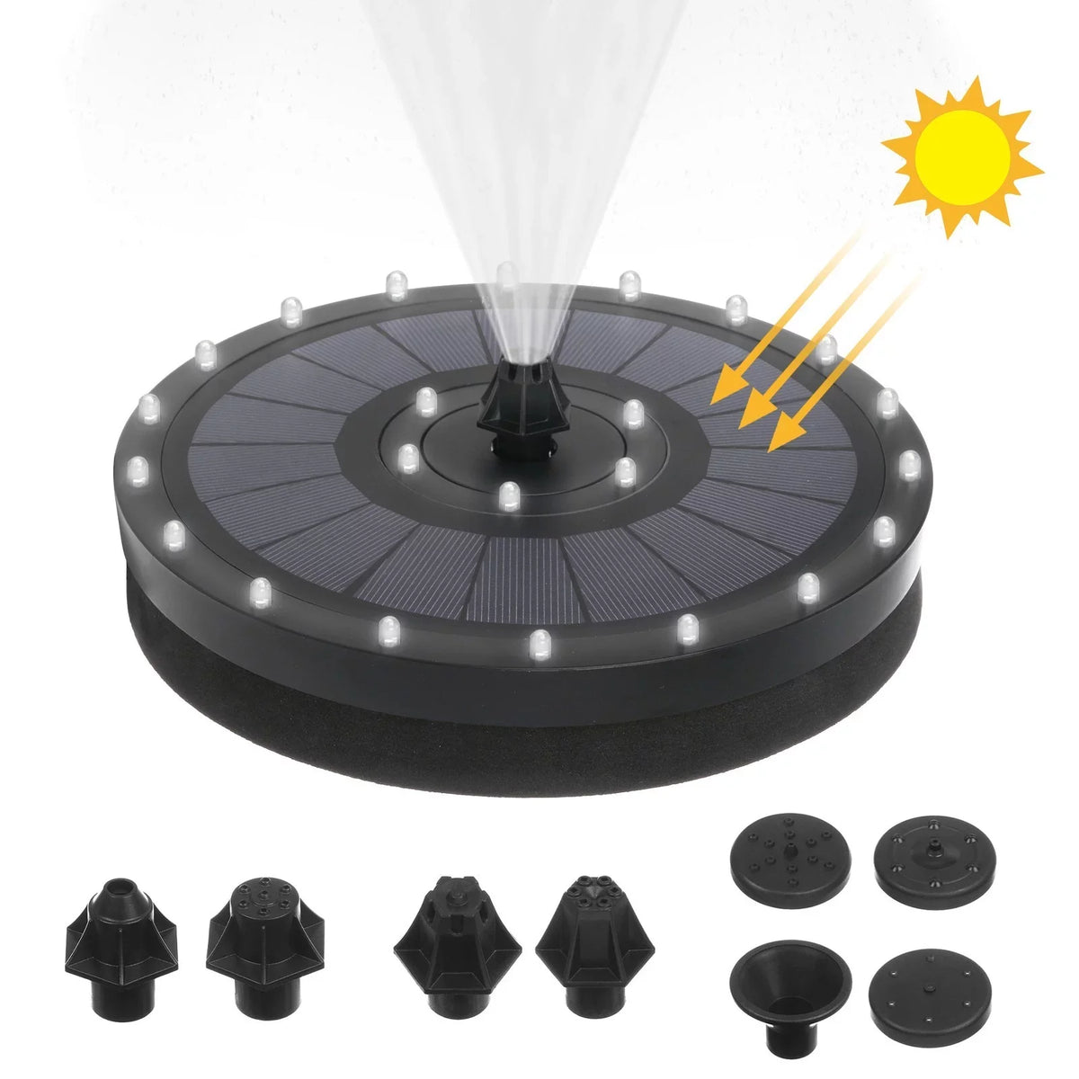 Power Submersible Pond Garden Watering Kit Solar Water Panel Pump Pool Geyser