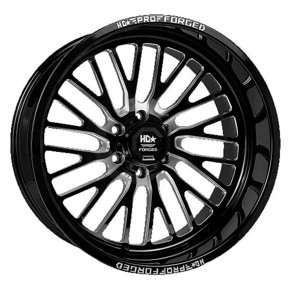 Milled Black SENTRY -76ET FORGED 7 LUXXX Gloss Wheel HD PRO 24X14 6X139.7 122.1CB LHD