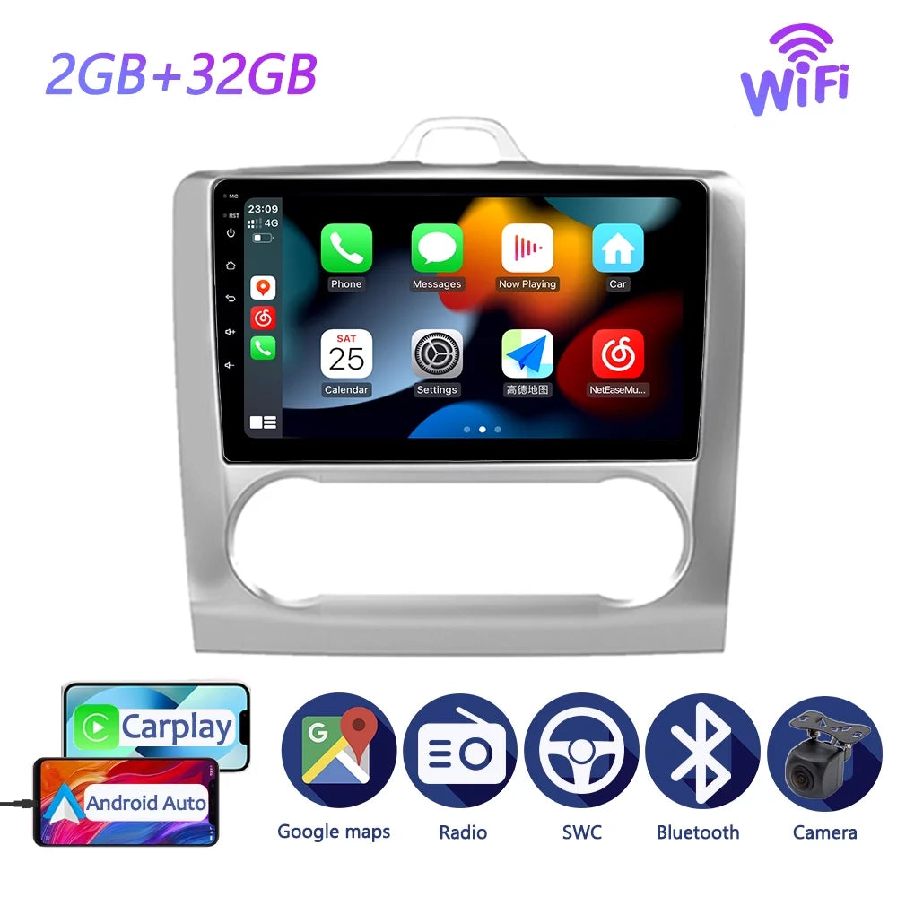 Audio 2 Auto GPS Screen Touch 2004 - Bluetooth 2011 With Stereo Android Carplay Focus Car For 2 Ford Mk Navigation