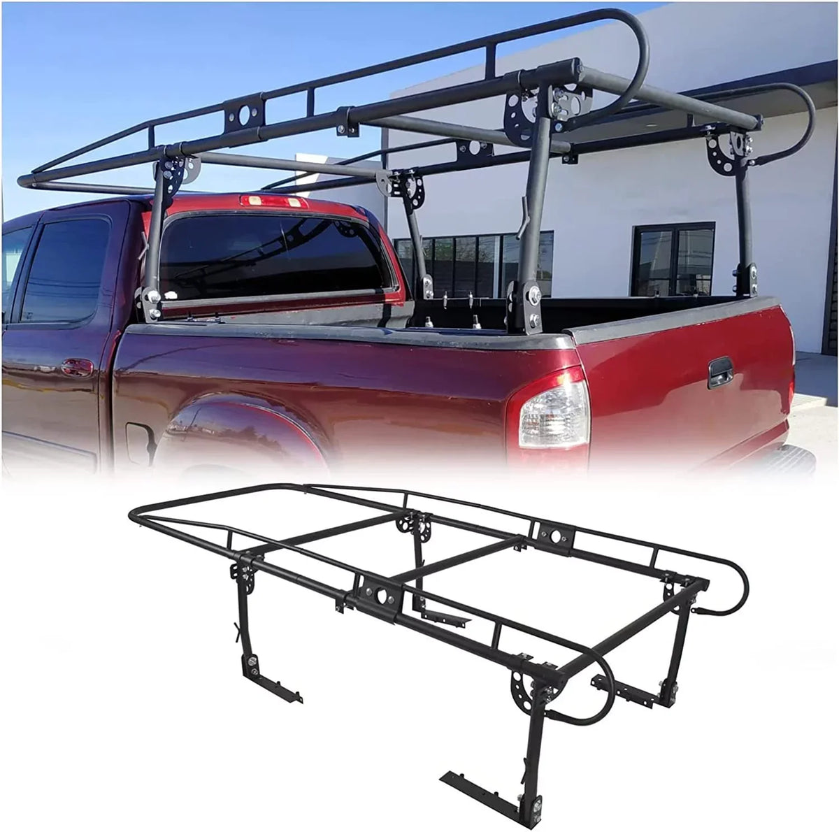 1000 LBS Truck Lumber Universal Cab Ladder Rack Bar 60 Adjustable Over-Cab Bed Pickup Kayak Contractors Kojem Rack Side Long Inch