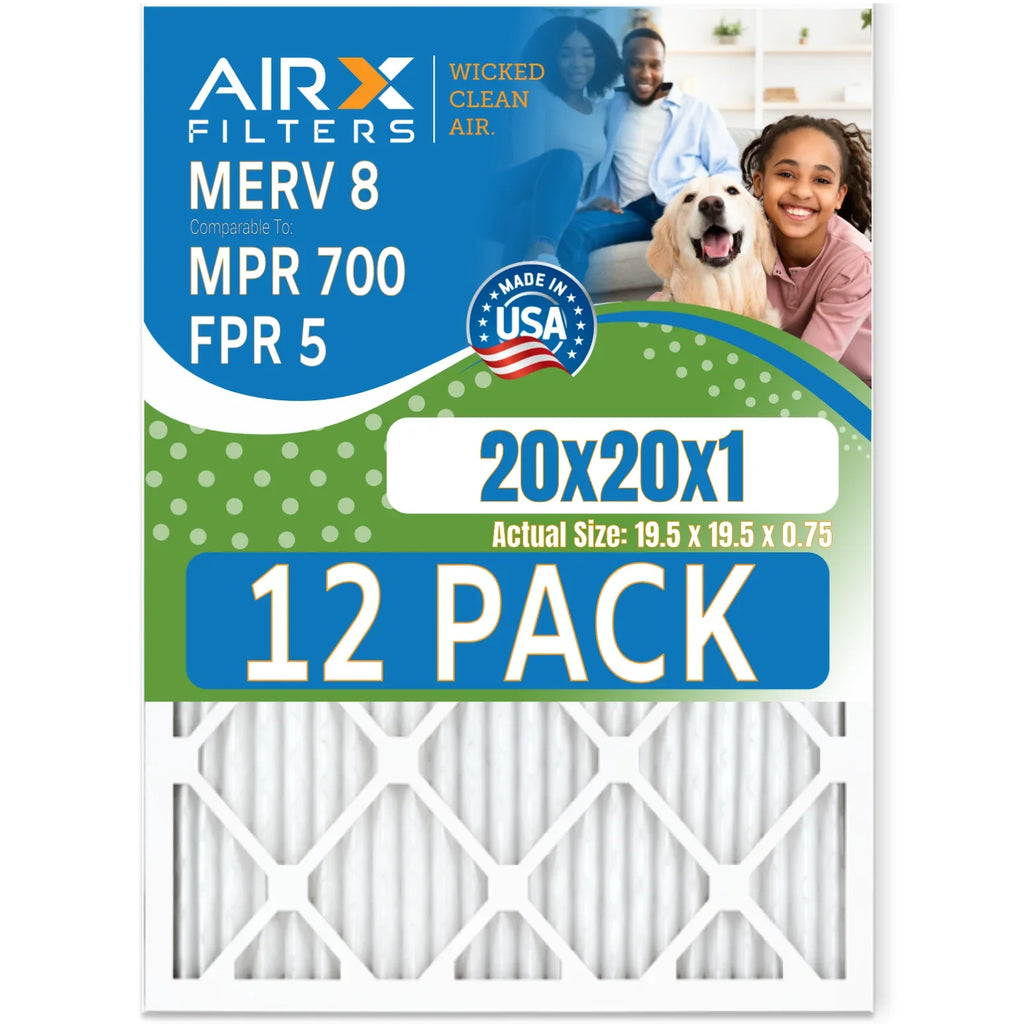 FILTERS to FPR 20x20x1 Comparable - in 700 Made Air 12 Rating, MPR USA 5 CLEAN MERV WICKED AIRX 8 of AIR. & by Pack Filters Filter Furnace