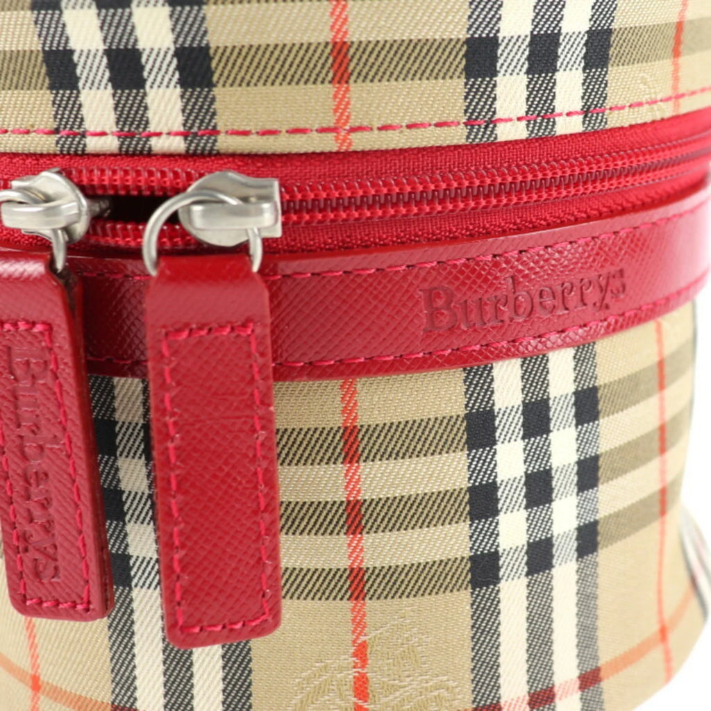 Pre-Owned Haymarket Beige Accessory Case Vanity Canvas Handbag (Good) Burberrys Red Plaid Burberry Leather