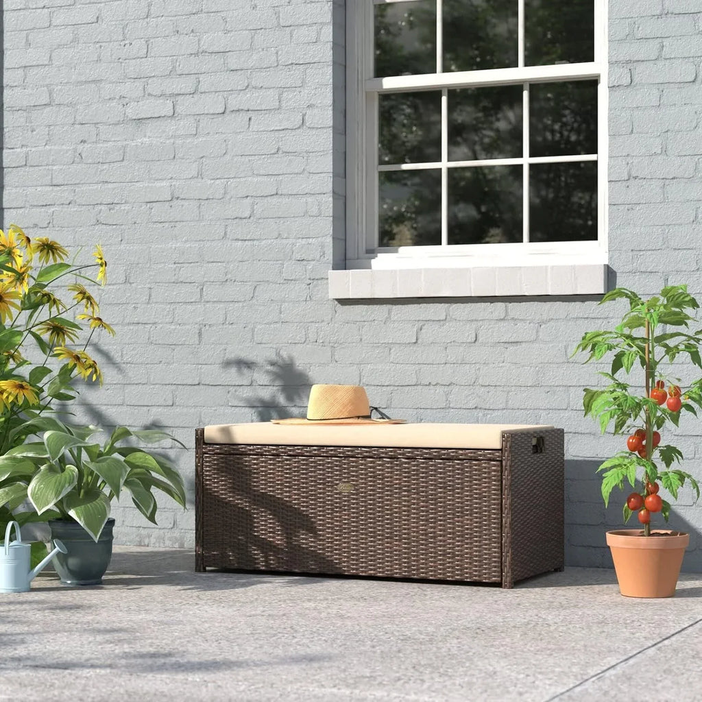 Storage Deck Patio Outdoor Furniture Shed Pools 60 Yard W/Seat Bench Box Cabinet Gallon Tools Cushion Porch Backyard Container