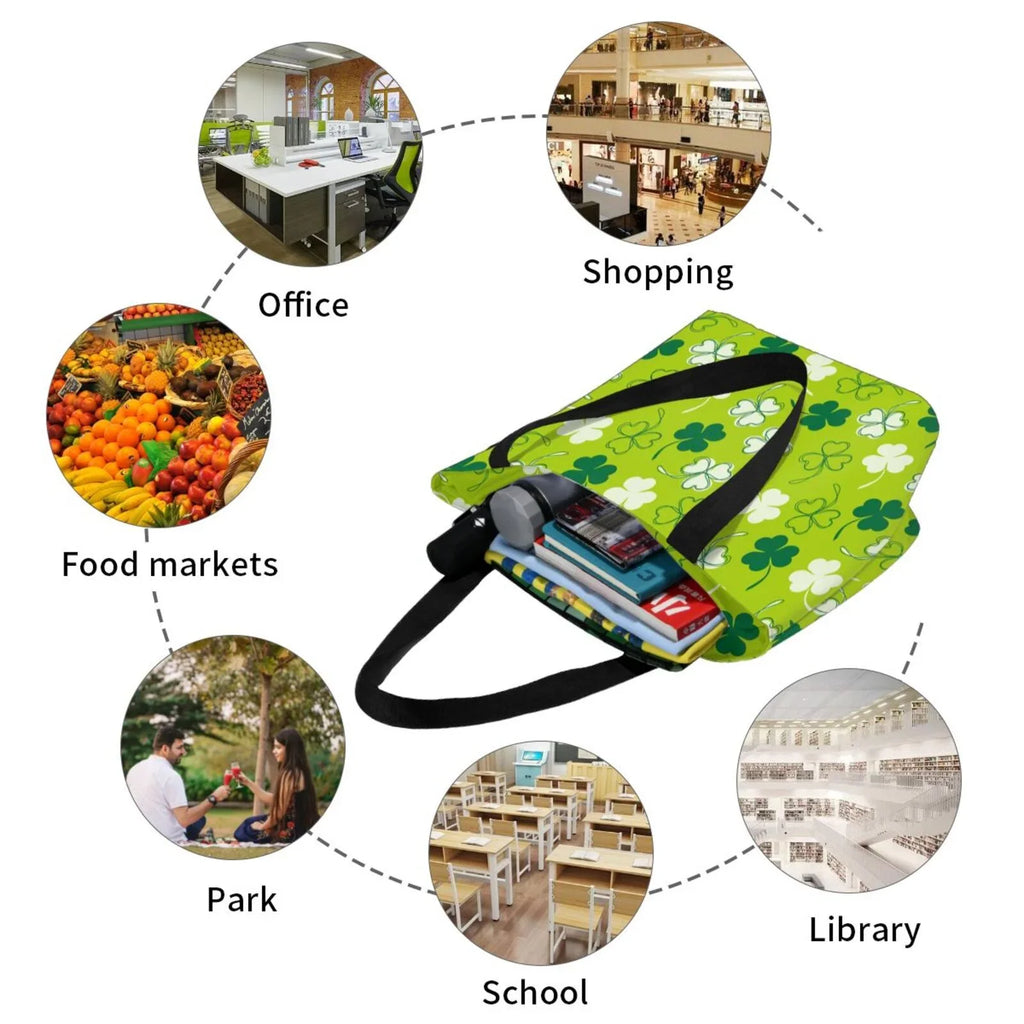 Groceries, for Bag, Fitness Handbag with Bag Shopping Easygdp Suitable Canvas Tote Stylish Day7 Buying St Office, Patrick's Zip, Shoulder