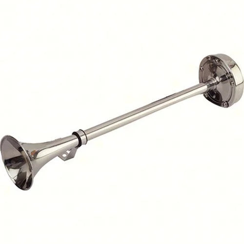 Molded 12V Sea-Dog Horn, DB 431510 Maxblast 118 Single Housing 16" Line and 5A Motor Trumpet Stainless