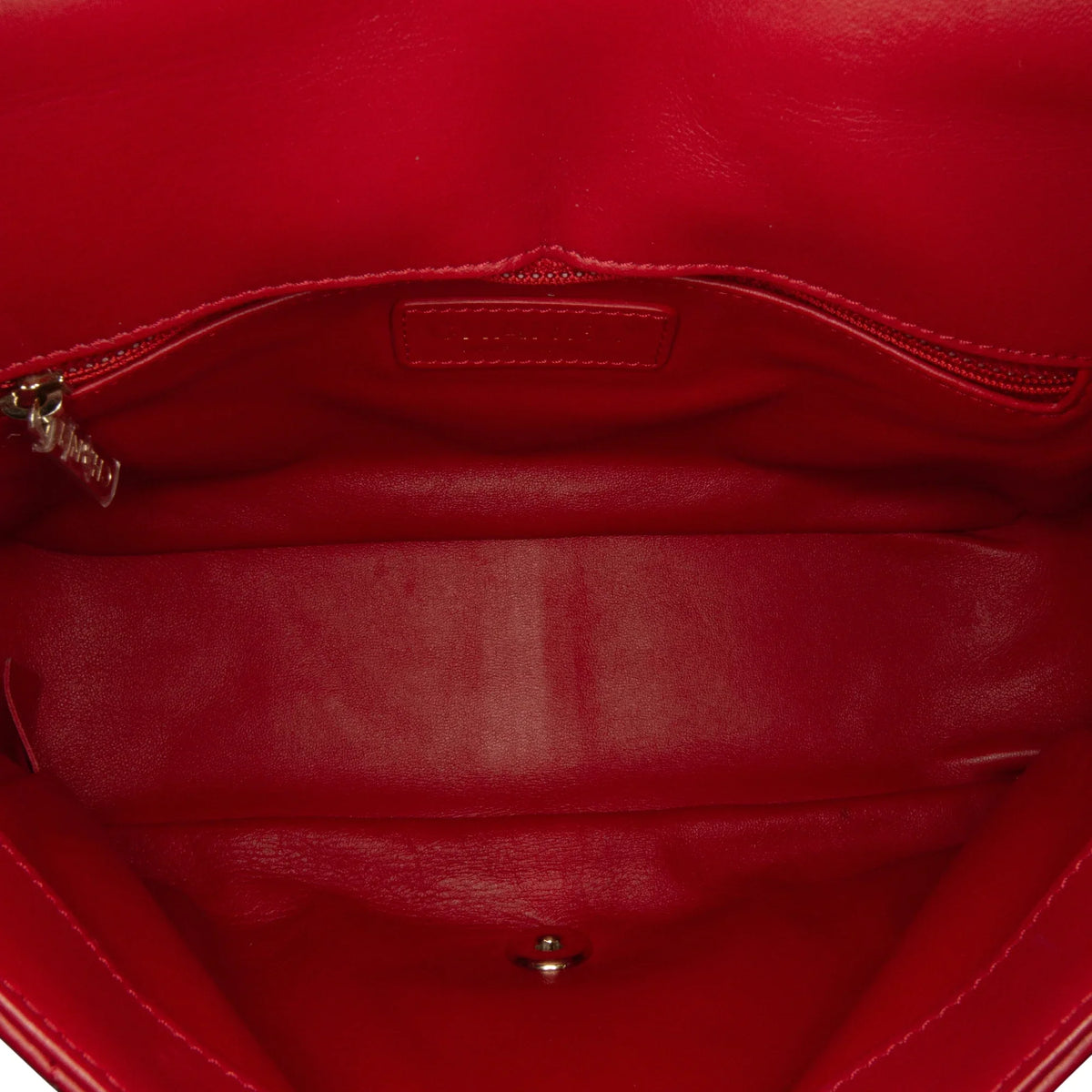 Carry Satchel Easy Unisex Pre-Owned Chanel (Good) Authenticated Lambskin Red Small Flap Leather Bag