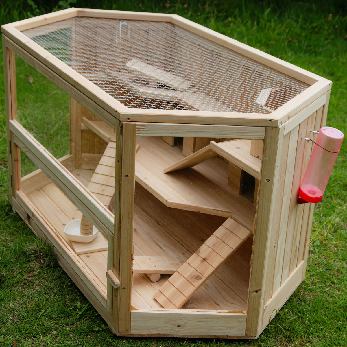 Fir WHC001 Mansion, Deluxe Pig, 3-Tier Hamster ALEKO Wood Guinea Large